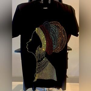 Black African Queen studded T-shirt